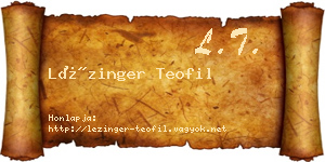 Lézinger Teofil névjegykártya